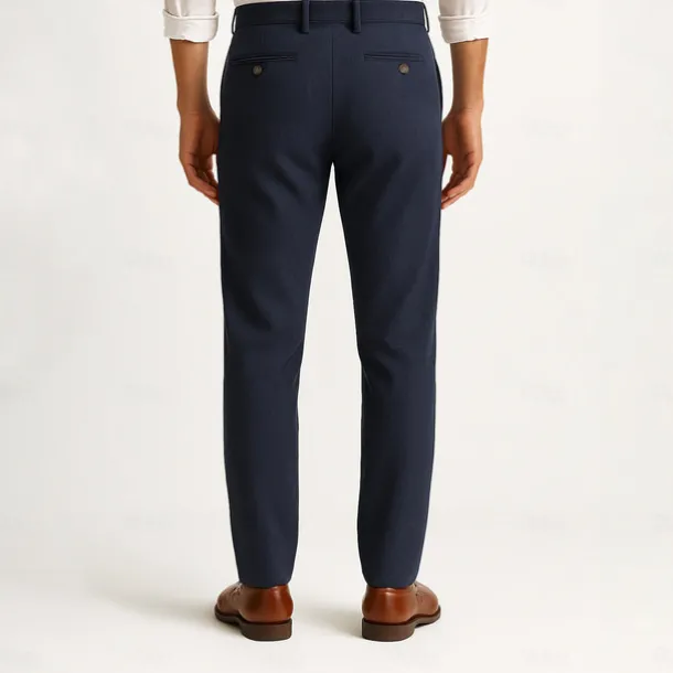 Men's Trousers Solid Color Knee Length Business Classic Style Casual Black White Inelastic