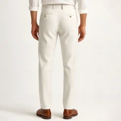 Men's Trousers Solid Color Knee Length Business Classic Style Casual Black White Inelastic