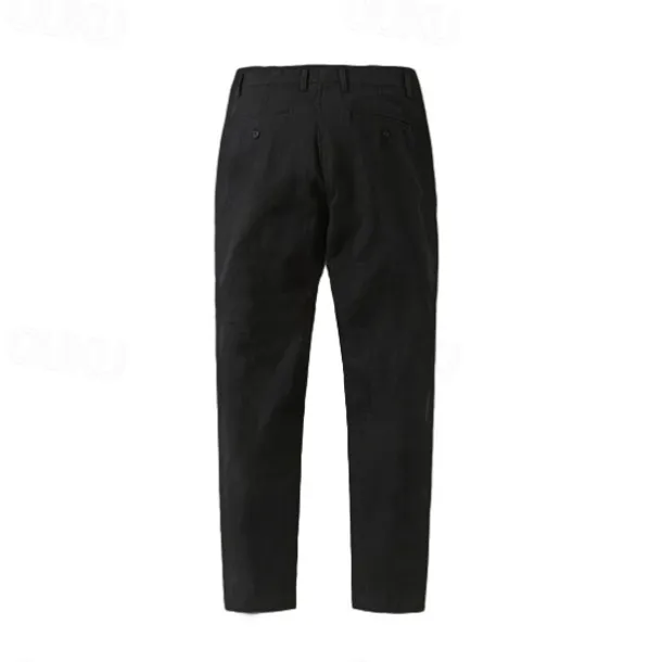 Men's Trousers Solid Color Knee Length Business Classic Style Casual Black White Inelastic