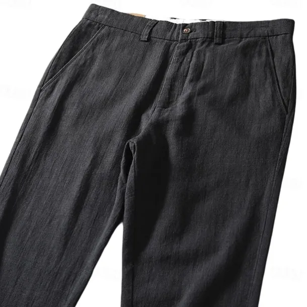 Men's Trousers Solid Color Knee Length Business Classic Style Casual Black White Inelastic