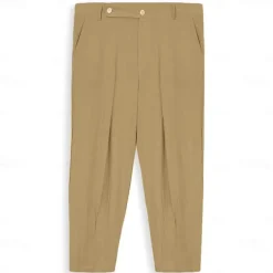 Men's Trousers Summer Pants Tapered Carrot Pants Beach Pants Front Pocket Pleats Plain Comfort Breathable Casual Daily Holiday Fashion Basic Black White