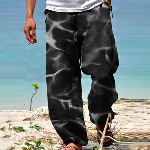 Men's Trousers Summer Pants Beach Pants Drawstring Elastic Waist 3D Print Gradient Graphic Prints Comfort Casual Daily Holiday Streetwear Hawaiian Blue Green