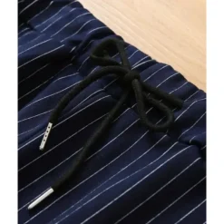 Men's Trousers Summer Pants Casual Pants Pocket Drawstring Elastic Waist Stripe Comfort Work Business Daily Fashion Classic Style Black Royal Blue Micro-elastic