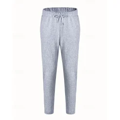 Men's Trousers Summer Pants Casual Pants Pocket Drawstring Elastic Waist Stripe Comfort Work Business Daily Fashion Classic Style Black Royal Blue Micro-elastic