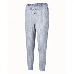 Men's Trousers Summer Pants Casual Pants Pocket Drawstring Elastic Waist Stripe Comfort Work Business Daily Fashion Classic Style Black Royal Blue Micro-elastic