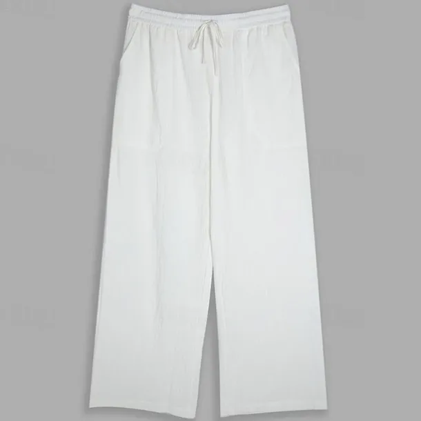 Men's Trousers Summer Pants Beach Pants Drawstring Elastic Waist Straight Leg Plain Comfort Yoga Daily Fashion Streetwear Navy Black