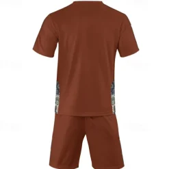 Men's T-shirt Suits 2 Pieces Outfits Tee & Shorts Short Sleeve Crew Neck Summer Graphic Fashion Casual 2 Piece Vacation Daily Wear Going out Black White Brown Top Tee for Men