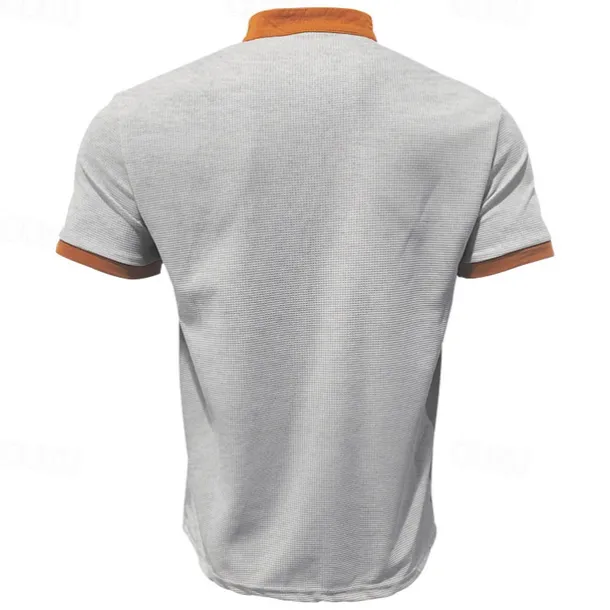 Men's T-shirt Suits 2 Pieces Outfits Tee & Shorts Short Sleeve Standing Collar Summer Color Block Fashion Casual Lace up 2 Piece Vacation Daily Wear Going out Black White Royal Blue Top Tee for Men