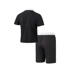 Men's T-shirt Suits 2 Pieces Outfits Tee & Shorts Short Sleeve Lapel Summer Color Block Fashion Casual 2 Piece Vacation Daily Wear Going out Black White Wine Top Tee for Men