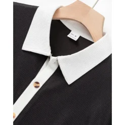 Men's T-shirt Suits 2 Pieces Outfits Tee & Shorts Short Sleeve Lapel Summer Color Block Fashion Casual 2 Piece Vacation Daily Wear Going out Black White Wine Top Tee for Men