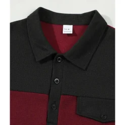 Men's T-shirt Suits 2 Pieces Outfits Tee & Shorts Short Sleeve Lapel Summer Color Block Fashion Casual Patchwork Pocket 2 Piece Vacation Daily Wear Going out Wine Dark Green khaki Top Tee for Men