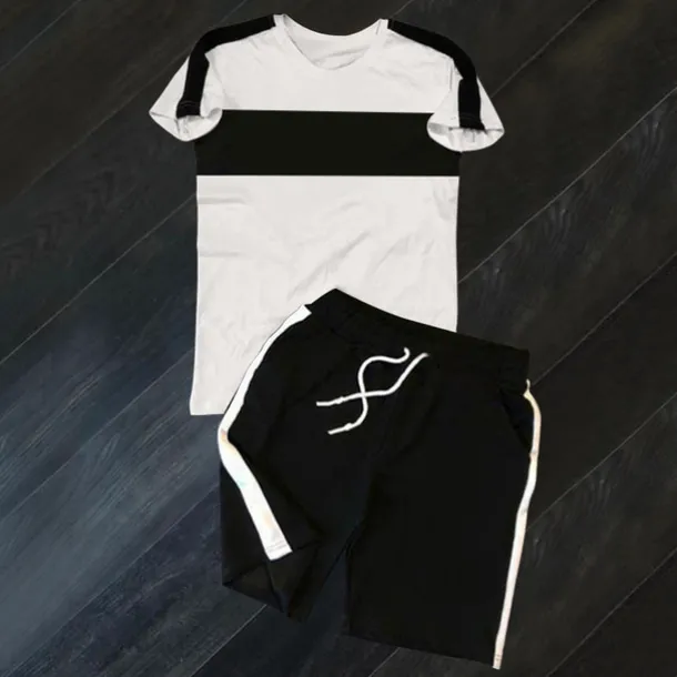 Men's T-shirt Suits Tracksuit Tennis Shirt Shorts and T Shirt Set Short Sleeve Crew Neck Spring & Summer Color Block Sports Fashion Designer 2 Piece Outdoor Street Casual Black White Yellow Top Tee