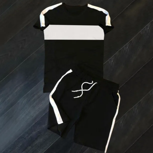 Men's T-shirt Suits Tracksuit Tennis Shirt Shorts and T Shirt Set Short Sleeve Crew Neck Spring & Summer Color Block Sports Fashion Designer 2 Piece Outdoor Street Casual Black White Yellow Top Tee