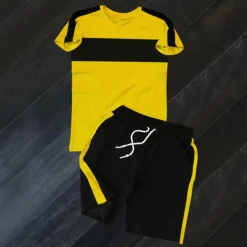 Men's T-shirt Suits Tracksuit Tennis Shirt Shorts and T Shirt Set Short Sleeve Crew Neck Spring & Summer Color Block Sports Fashion Designer 2 Piece Outdoor Street Casual Black White Yellow Top Tee
