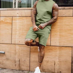 Men's T-shirt Suits Tracksuit Tennis Shirt Shorts and T Shirt Set Short Sleeve Sports Designer Casual 2 Piece Black White Army Green Top Tee for Men