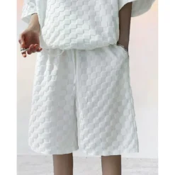 Men's T-shirt Suits Tracksuit Tennis Shirt Shorts and T Shirt Set Short Sleeves Crew Neck Summer Plaid Plain Gymnatics Casual 2 Piece Vacation Daily Wear Activewear Black White Gray Top Tee for Men