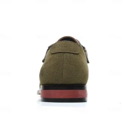 Men's Two-Tone Faux Leather and Suede Monk Strap Shoes – Elegant Buckle Dress Shoes for Formal Occasions