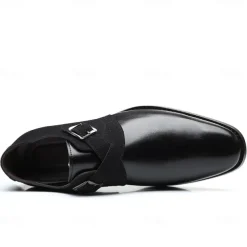 Men's Two-Tone Faux Leather and Suede Monk Strap Shoes – Elegant Buckle Dress Shoes for Formal Occasions
