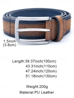 Men's Two-Tone Faux Leather Belt | Stylish Brown and Blue Design with Metal Buckle for Casual and Formal Wear