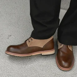 Men's Two-Tone Lace-Up Ankle Boots | Faux Leather and Suede Design for Casual and Outdoor Wear