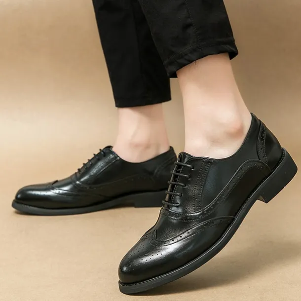 Men's Two-Tone Wingtip Oxford Brogue Shoes in Brown and White, Genuine Leather Gatsby-Inspired 1920s Vintage Dress Shoes for Wedding, Jazz Party, and Formal Events