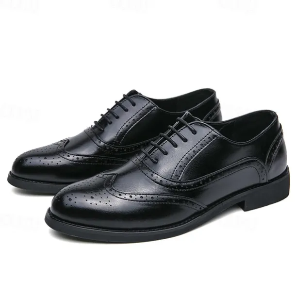 Men's Two-Tone Wingtip Oxford Brogue Shoes in Brown and White, Genuine Leather Gatsby-Inspired 1920s Vintage Dress Shoes for Wedding, Jazz Party, and Formal Events