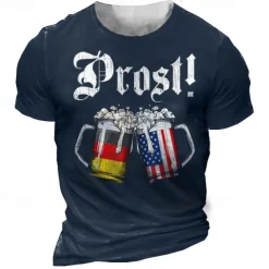 Men's Unisex Graphic Letter Beer T shirt Short Sleeve T shirt 3D Print Crew Neck Shirt Vintage Sports Designer Outdoor Street Daily Black Army Green Navy Blue Summer Clothing Apparel S M L XL XXL 3XL