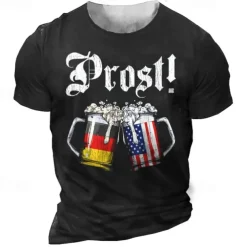 Men's Unisex Graphic Letter Beer T shirt Short Sleeve T shirt 3D Print Crew Neck Shirt Vintage Sports Designer Outdoor Street Daily Black Army Green Navy Blue Summer Clothing Apparel S M L XL XXL 3XL