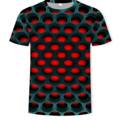 Men's Unisex Graphic Optical Illusion T shirt Tee Short Sleeve T shirt 3D Print Crew Neck Round Neck Shirt Vintage Streetwear Exaggerated Casual Daily White Light Green Pink Summer Clothing Apparel