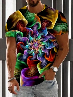 Men's Unisex Graphic Prints Spiral Stripe T shirt Short Sleeve T shirt 3D Print Crew Neck Shirt Designer Casual Big and Tall Daily Holiday Rainbow Summer Clothing Apparel S M L XL XXL 3XL 4XL