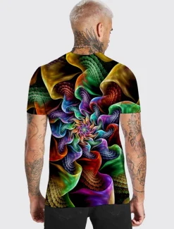 Men's Unisex Graphic Prints Spiral Stripe T shirt Short Sleeve T shirt 3D Print Crew Neck Shirt Designer Casual Big and Tall Daily Holiday Rainbow Summer Clothing Apparel S M L XL XXL 3XL 4XL
