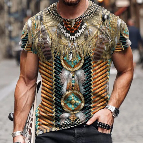 Men's Unisex Graphic Prints T shirt Short Sleeve T shirt 3D Print Crew Neck Shirt Sports Ethnic Style Classic Outdoor Street Daily Yellow Red Navy Blue Summer Clothing Apparel S M L XL XXL 3XL 4XL