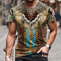 Men's Unisex Graphic Prints T shirt Short Sleeve T shirt 3D Print Crew Neck Shirt Sports Ethnic Style Classic Outdoor Street Daily Yellow Red Navy Blue Summer Clothing Apparel S M L XL XXL 3XL 4XL