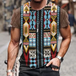 Men's Unisex Graphic Prints T shirt Short Sleeve T shirt 3D Print Crew Neck Shirt Sports Ethnic Style Classic Outdoor Street Daily Yellow Red Navy Blue Summer Clothing Apparel S M L XL XXL 3XL 4XL