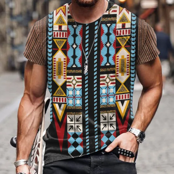 Men's Unisex Graphic Prints T shirt Short Sleeve T shirt 3D Print Crew Neck Shirt Sports Ethnic Style Classic Outdoor Street Daily Yellow Red Navy Blue Summer Clothing Apparel S M L XL XXL 3XL 4XL