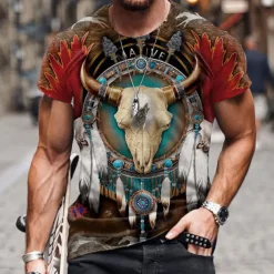 Men's Unisex Graphic Prints T shirt Short Sleeve T shirt 3D Print Crew Neck Shirt Sports Ethnic Style Classic Outdoor Street Daily Yellow Red Navy Blue Summer Clothing Apparel S M L XL XXL 3XL 4XL