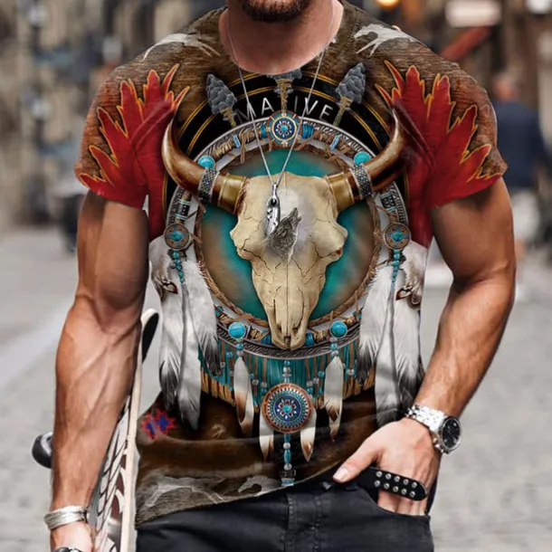 Men's Unisex Graphic Prints T shirt Short Sleeve T shirt 3D Print Crew Neck Shirt Sports Ethnic Style Classic Outdoor Street Daily Yellow Red Navy Blue Summer Clothing Apparel S M L XL XXL 3XL 4XL