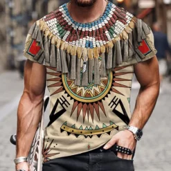 Men's Unisex Graphic Prints T shirt Short Sleeve T shirt 3D Print Crew Neck Shirt Sports Ethnic Style Classic Outdoor Street Daily Yellow Red Navy Blue Summer Clothing Apparel S M L XL XXL 3XL 4XL