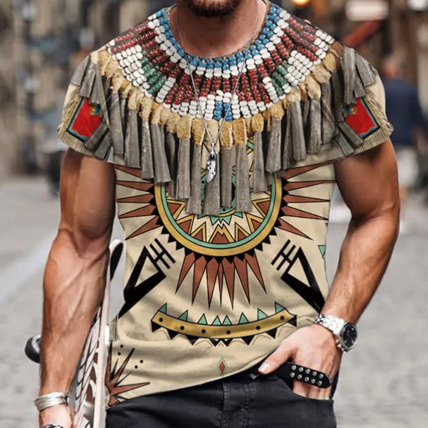 Men's Unisex Graphic Prints T shirt Short Sleeve T shirt 3D Print Crew Neck Shirt Sports Ethnic Style Classic Outdoor Street Daily Yellow Red Navy Blue Summer Clothing Apparel S M L XL XXL 3XL 4XL