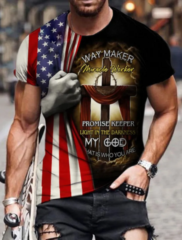 Men's Unisex Lion Graphic Prints Cross Shirt T shirt Tee Short Sleeve T shirt 3D Print Round Neck Shirt Designer Basic Big and Tall Casual Daily Black / Gray Gold + Black Black Summer Clothing Apparel