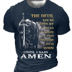 Men's Unisex Templar Cross Graphic Prints Soldier T Shirt Distressed T Shirt Short Sleeve T shirt 3D Print Crew Neck Shirt Sports Designer Casual Outdoor Street Daily Light Yellow Black Yellow Summer