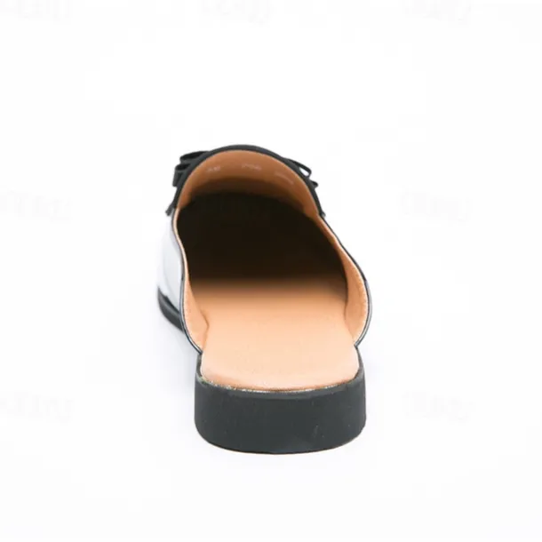 Men's Velvet and Patent Leather Mule Loafers – Slip-On Design with Decorative Bow for Formal and Evening Events