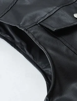 Men's Vest Gilet Faux Leather Vest Outdoor Daily Fashion Casual Spring Fall Zip Up Pocket PU Leather Comfortable Plain Zipper Crew Neck Regular Fit Black Brown Vest