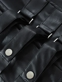 Men's Vest Gilet Faux Leather Vest Outdoor Daily Fashion Casual Spring Fall Zip Up Pocket PU Leather Comfortable Plain Zipper Crew Neck Regular Fit Black Brown Vest