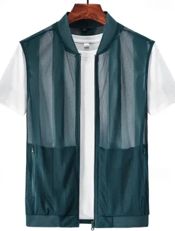 Men's Vest Gilet Fishing Vest Hiking Vest Gilet Jacket Outdoor Street Daily Going out Streetwear Casual Spring Fall Pocket Polyester Nylon Breathable Plain Zipper Stand Collar Regular Fit Black White