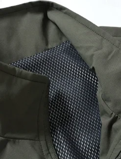 Men's Vest Gilet Fishing Vest Hiking Vest Daily Date Vacation Fashion Casual Spring & Summer Pocket Polyester Breathability Plain Zipper Stand Collar Regular Fit Black Khaki Army Green Dark Blue Vest