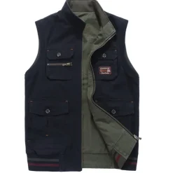 Men's Vest Gilet Fishing Vest Hiking Vest Sleeveless Vest Gilet Jacket Outdoor Street Holiday Daily Wear Streetwear Chic & Modern Spring Fall Pocket Cotton Blend Windproof Warm Pure Color Zipper