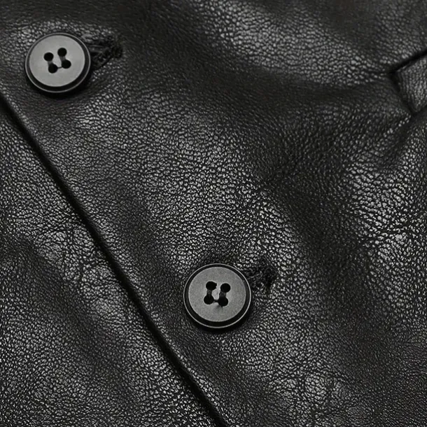 Men's Vest Gilet Vacation Daily Date Fashion Casual Spring Fall Buttons Pocket Faux Leather Comfortable Plain Single Breasted One-button Lapel Regular Fit Dark Brown Black Red Light Brown Vest