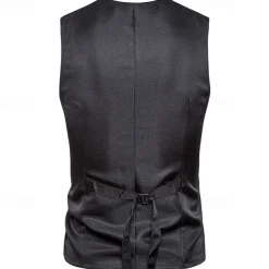 Men's Vest Gilet Wedding Event / Party Daily Fashion Business Spring & Fall Patchwork Button 2 in 1 Polyester Comfortable Color Block Single Breasted One-button V Neck Regular Fit Black Navy Blue