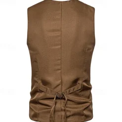 Men's Vest Gilet Wedding Event / Party Daily Fashion Business Spring & Fall Patchwork Button 2 in 1 Polyester Comfortable Color Block Single Breasted One-button V Neck Regular Fit Black Navy Blue